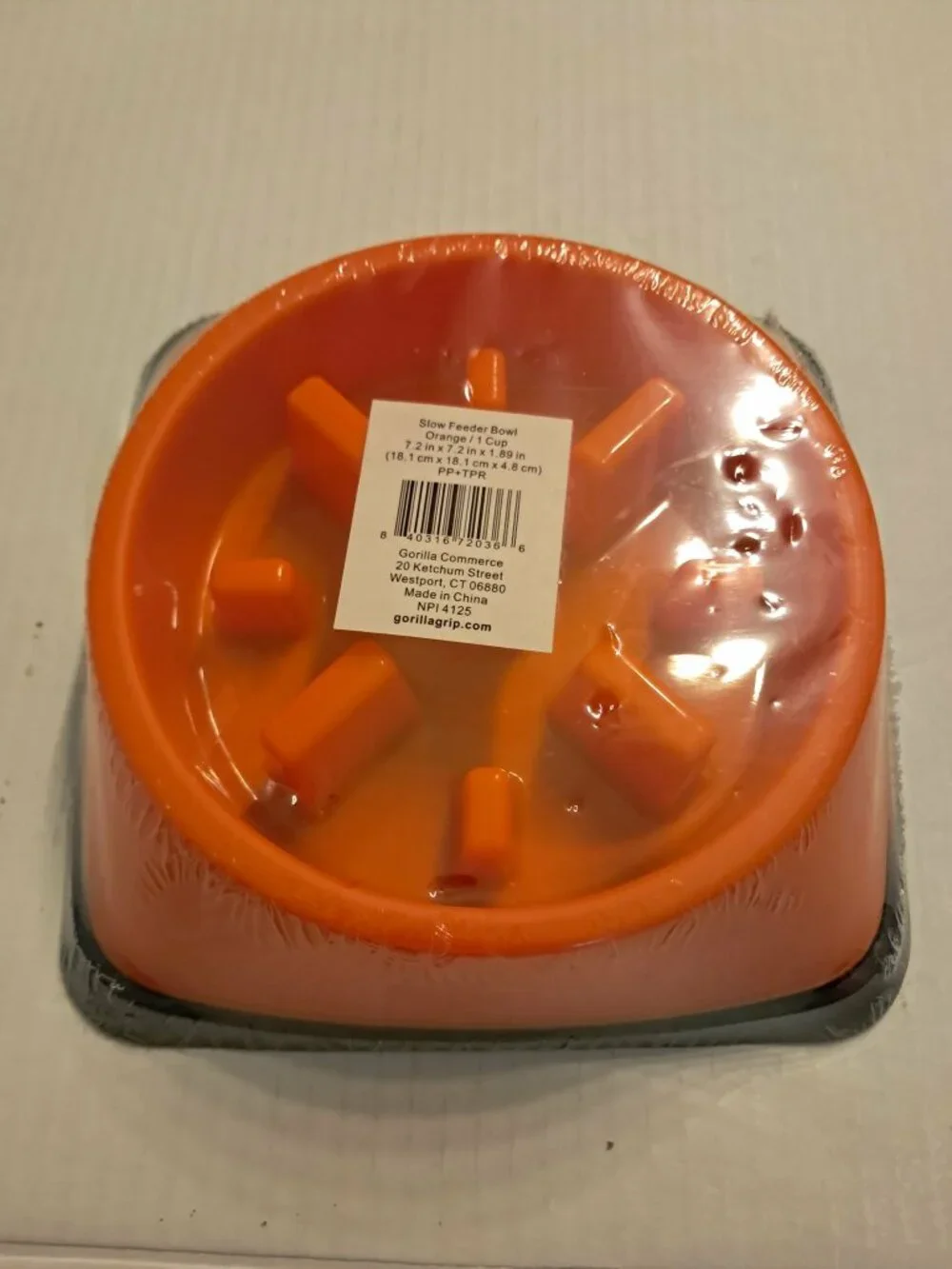 Gorilla Grip Orange Slow Feeder Pet Bowl 1 Cup Dog Bowl